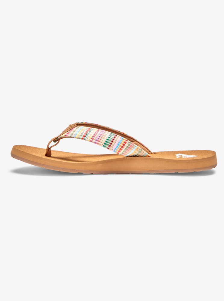 Tong Roxy Porto Raffia Multicolore Femme | ZCQ-34867357