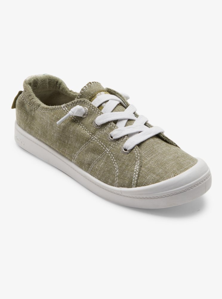 Basket Roxy Bayshore Plus Vert Olive Blanche Femme | MIS-88448688