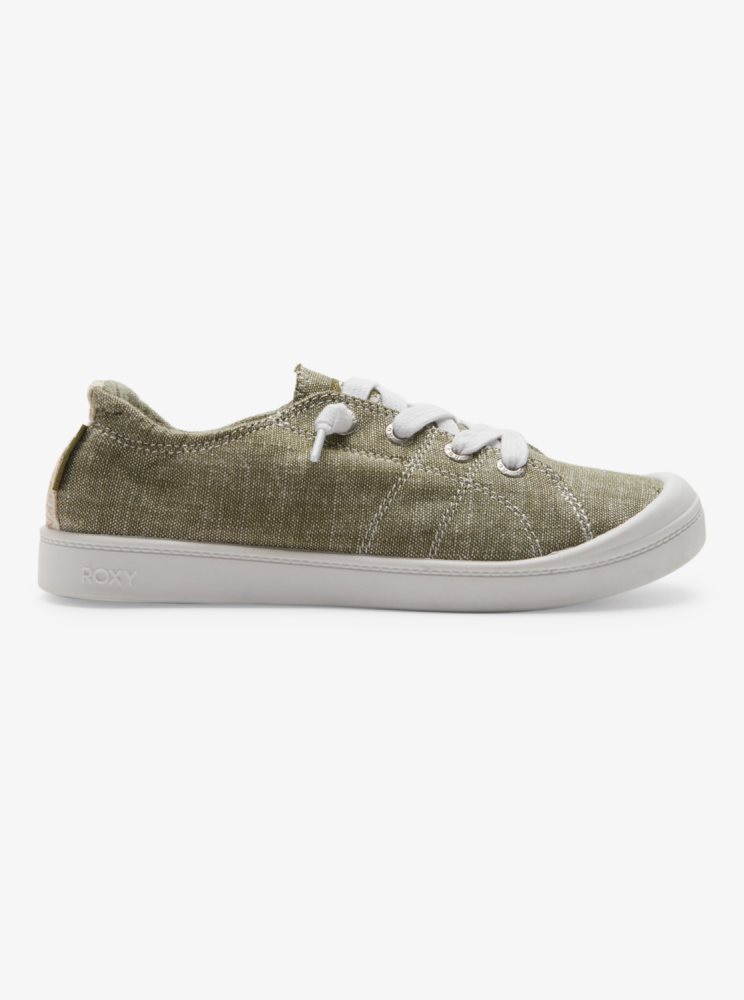 Basket Roxy Bayshore Plus Vert Olive Blanche Femme | MIS-88448688