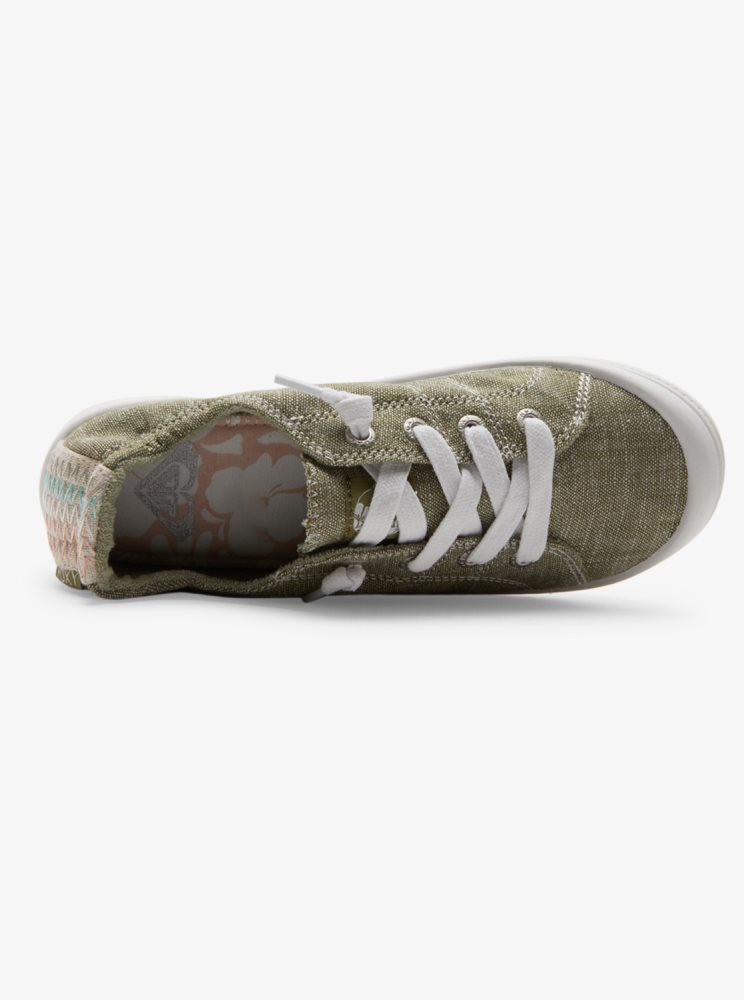 Basket Roxy Bayshore Plus Vert Olive Blanche Femme | MIS-88448688