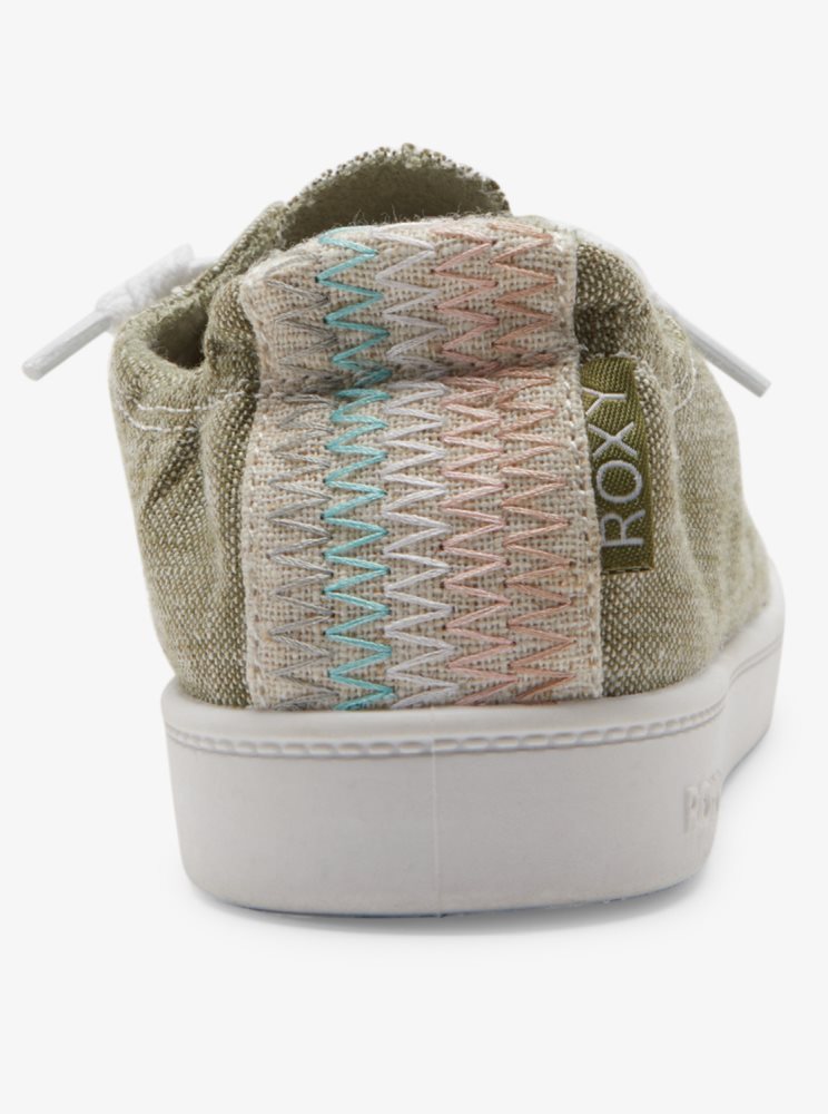 Basket Roxy Bayshore Plus Vert Olive Blanche Femme | MIS-88448688