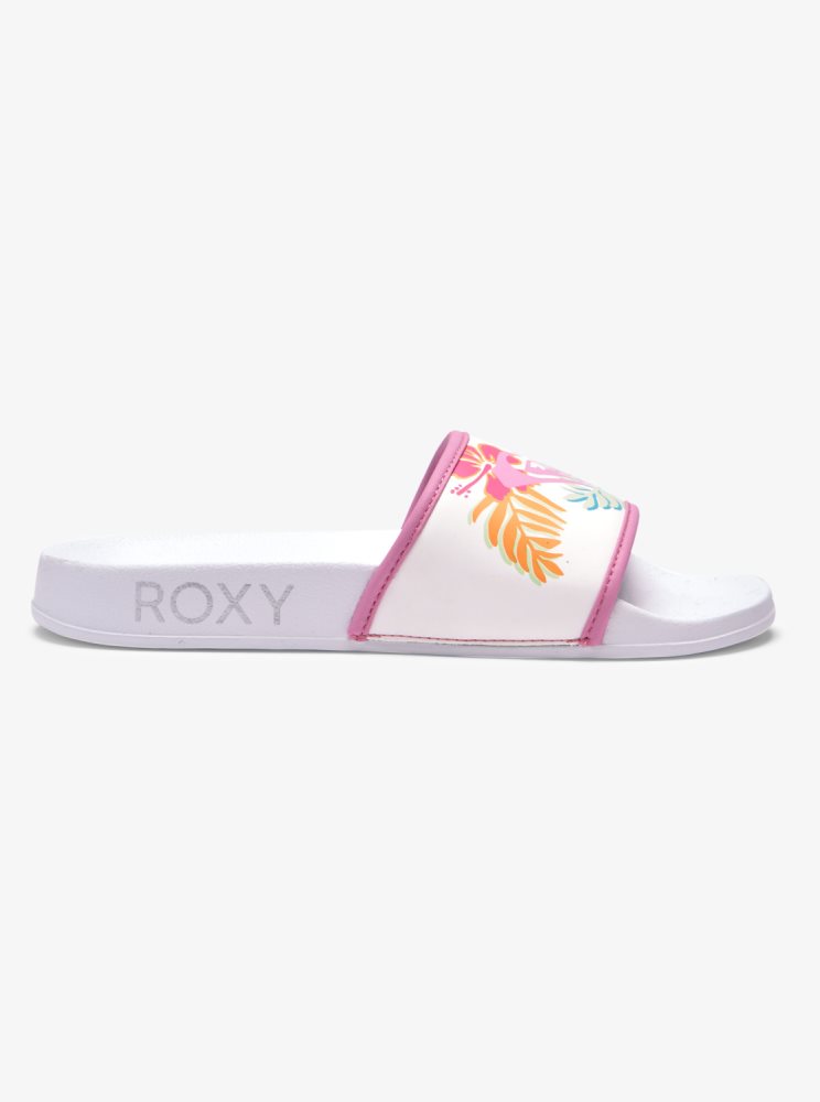 Sandales Roxy Slippy Blanche Lavande Femme | UKQ-61225283