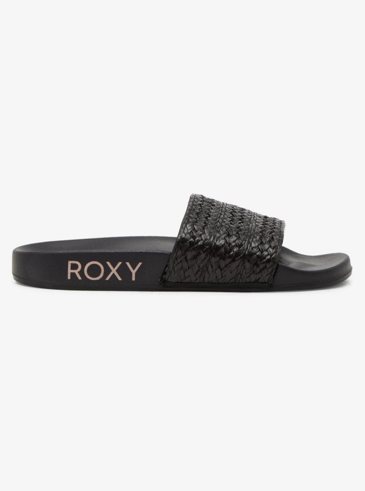 Sandales Roxy Slippy Jute Noir Femme | WCZ-16371568