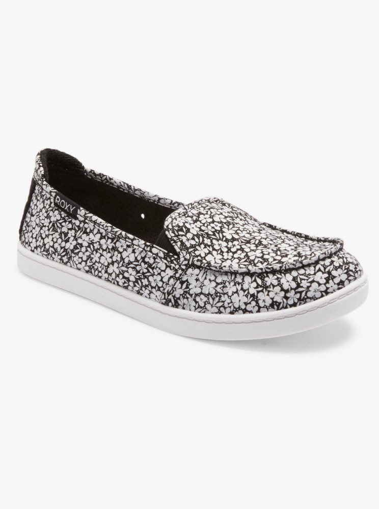 Slip On Roxy Minnow Noir Blanche Femme | RUE-75608824