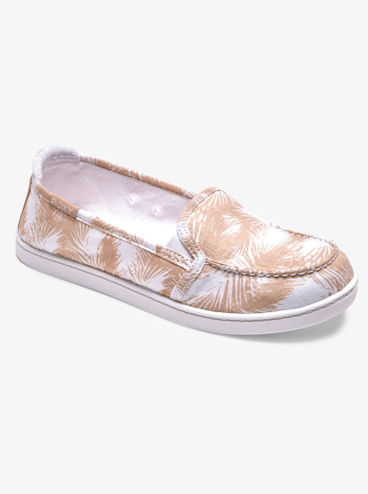 Slip On Roxy Minnow Blanche Marron Femme | ELM-89798757