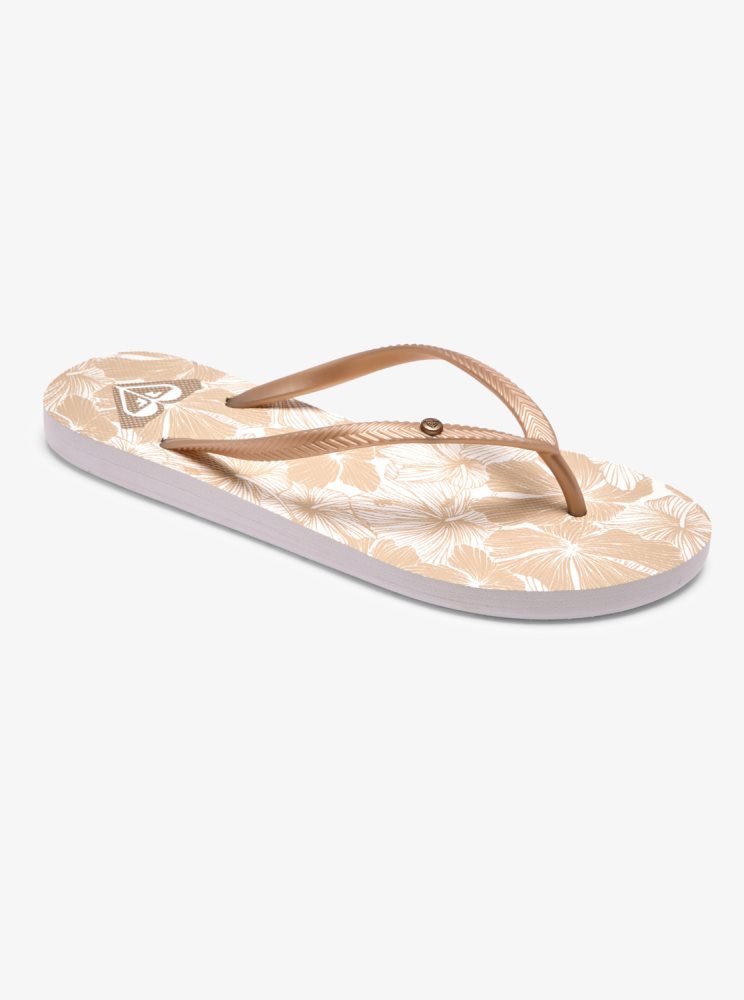 Sandales Roxy Bermuda Beige Blanche Femme | GUL-08551535