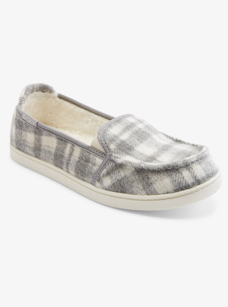 Slip On Roxy Minnow Faux Fur-Doublée Grise Femme | GAT-06229520