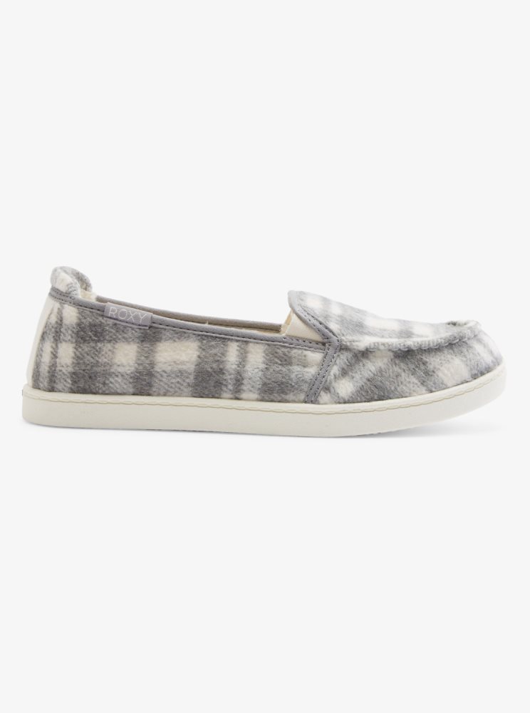 Slip On Roxy Minnow Faux Fur-Doublée Grise Femme | GAT-06229520