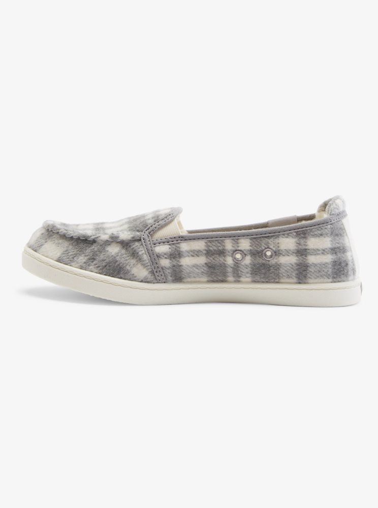 Slip On Roxy Minnow Faux Fur-Doublée Grise Femme | GAT-06229520