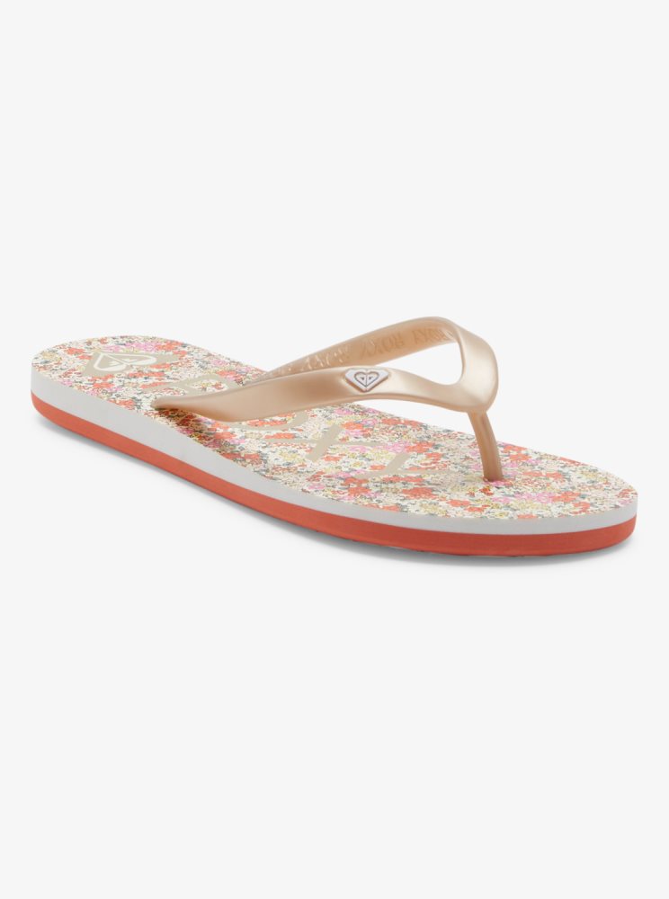 Tong Roxy Tahiti Blanche Rouge Orange Femme | XOQ-18128973