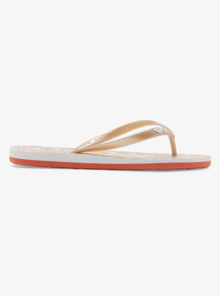 Tong Roxy Tahiti Blanche Rouge Orange Femme | XOQ-18128973