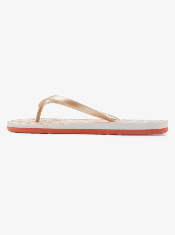 Tong Roxy Tahiti Blanche Rouge Orange Femme | XOQ-18128973