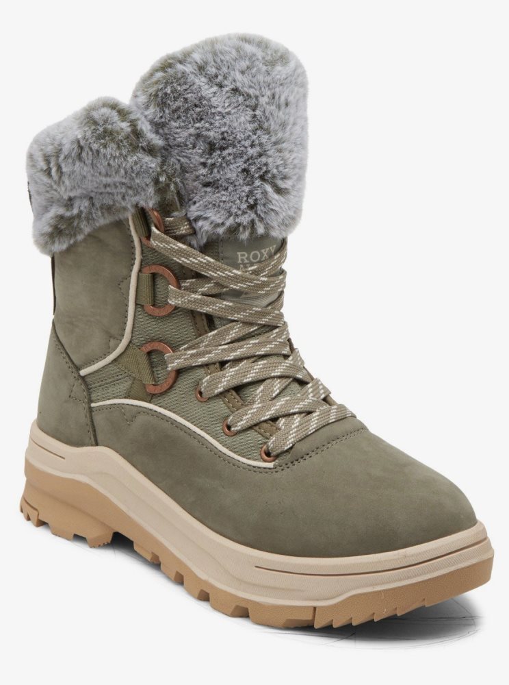 Bottes Roxy Yuma Dentelle-Up Vert Olive Femme | ONS-27742933