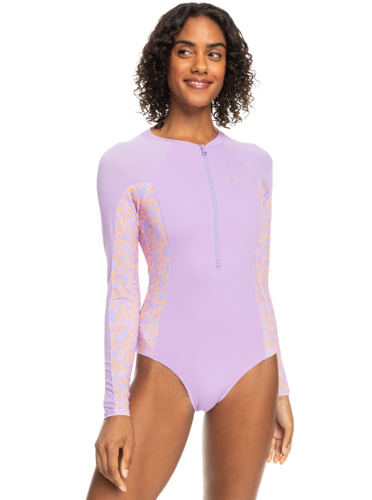 Maillots De Bain Roxy Onesie Long Sleeve Violette Rose Femme | JAZ-26118174