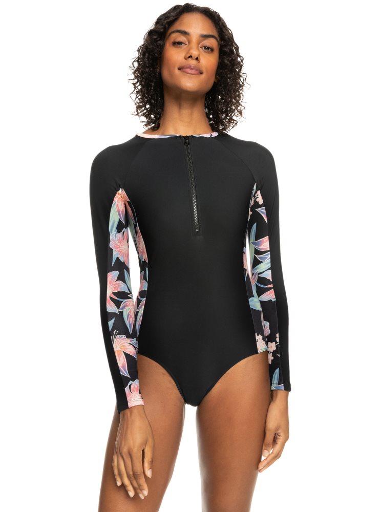 Maillots De Bain Roxy New 1mm UPF 50 Long Sleeve Grise Foncé Femme | IQB-45298792