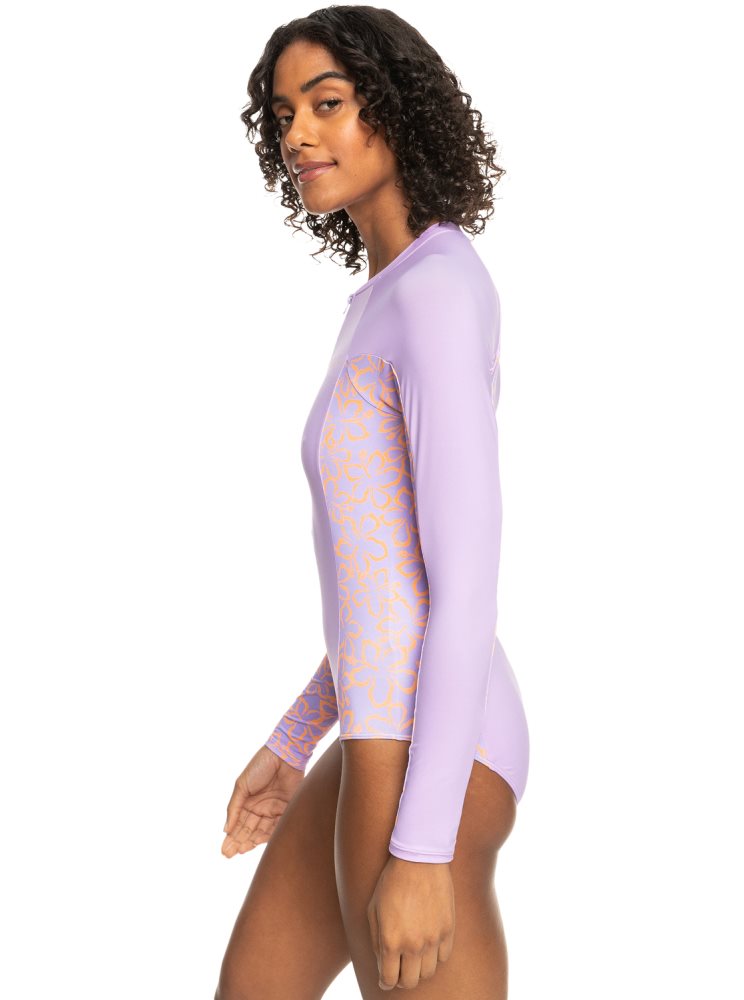 Maillots De Bain Roxy Onesie Long Sleeve Violette Rose Femme | JAZ-26118174