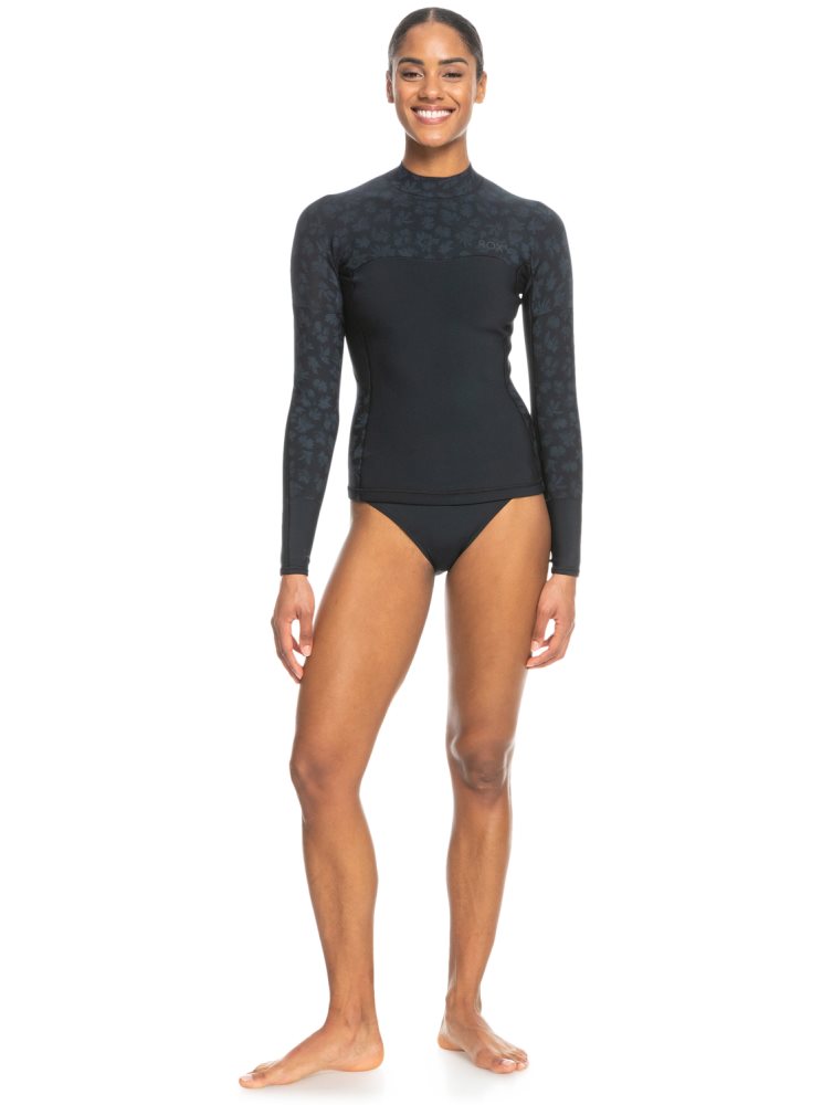 Combinaison En Néoprène Roxy 1mm Swell Series Long Sleeve Top Noir Femme | WQX-56988543