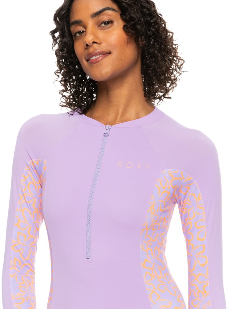 Maillots De Bain Roxy Onesie Long Sleeve Violette Rose Femme | JAZ-26118174