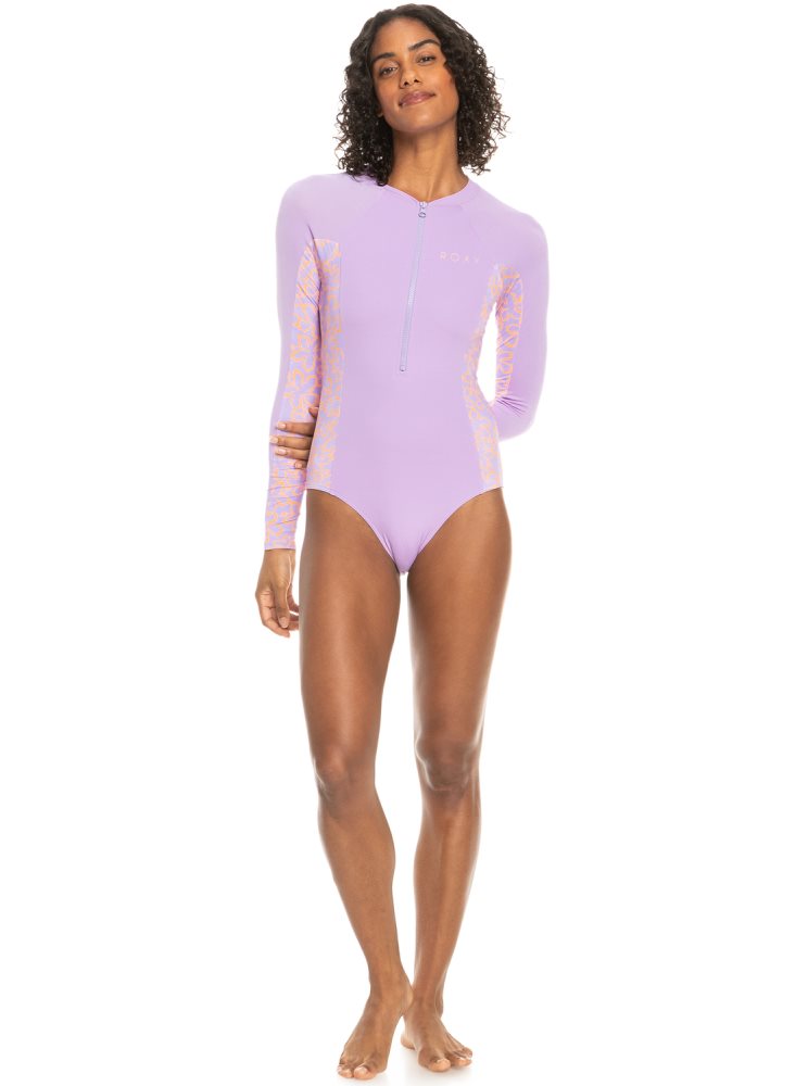 Maillots De Bain Roxy Onesie Long Sleeve Violette Rose Femme | JAZ-26118174