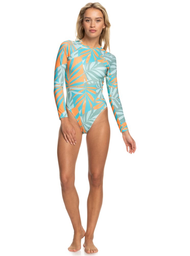 Maillots De Bain Roxy Pro The Overhead Long Sleeve Bleu Femme | VEP-50278759