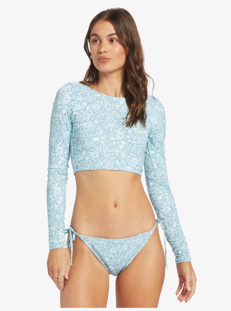 Rashguards Roxy Seaside Tropics Long Sleeve Crop Bleu Femme | CGN-97369661