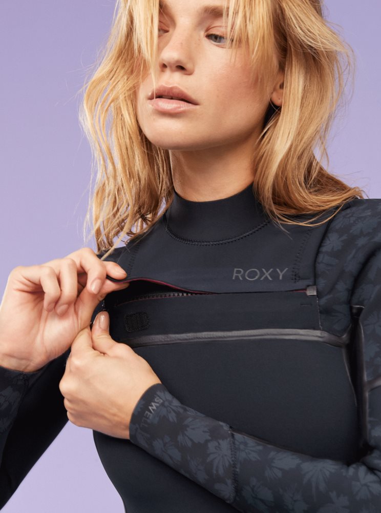 Combinaison En Néoprène Roxy 3/2mm Swell Series Chest Zip Noir Femme | KRN-71069027