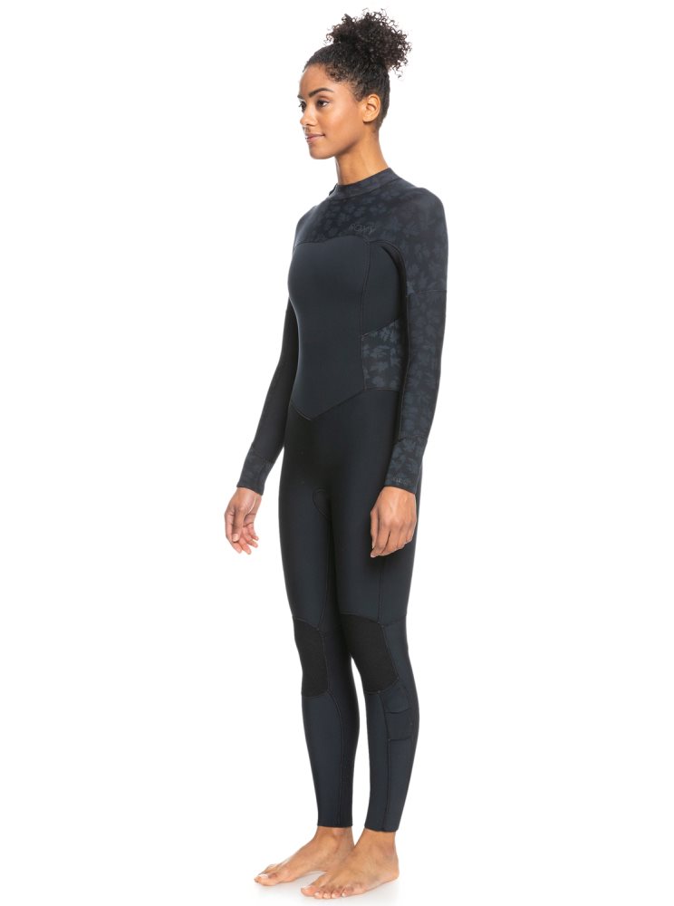 Combinaison En Néoprène Roxy 4/3mm Swell Series Back Zip Noir Femme | JLB-59275235