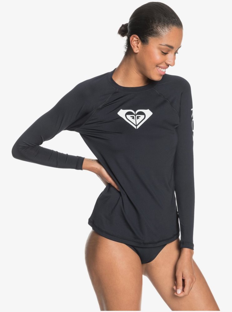 Rashguards Roxy Beach Classics Long Sleeve UPF 50 Grise Foncé Femme | FKU-15316442