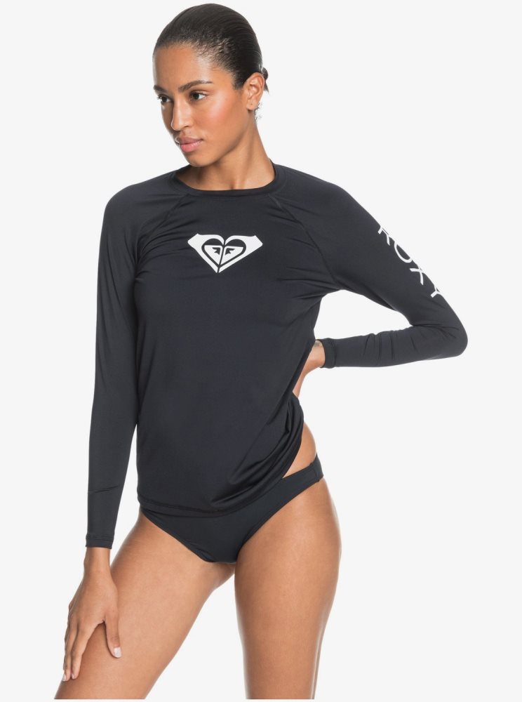 Rashguards Roxy Beach Classics Long Sleeve UPF 50 Grise Foncé Femme | FKU-15316442