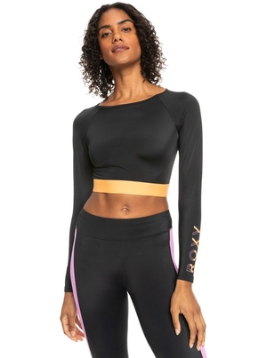 Rashguards Roxy Fitness Long Sleeve Cropped Grise Foncé Femme | HRL-06368900