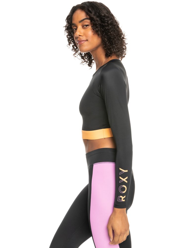 Rashguards Roxy Fitness Long Sleeve Cropped Grise Foncé Femme | HRL-06368900