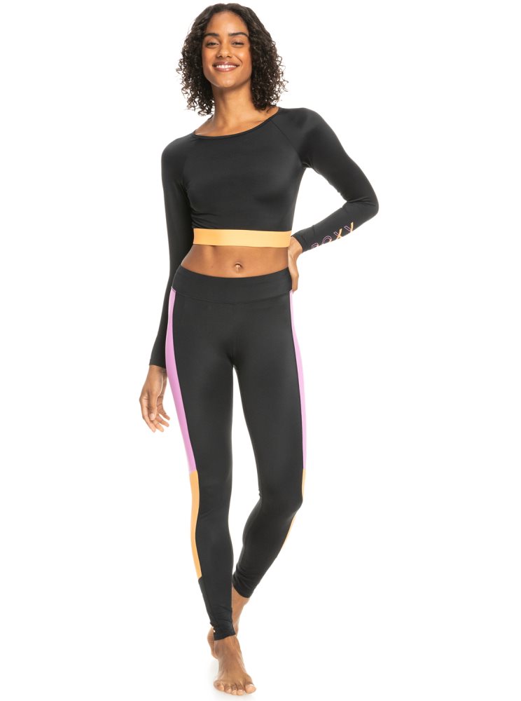 Rashguards Roxy Fitness Long Sleeve Cropped Grise Foncé Femme | HRL-06368900