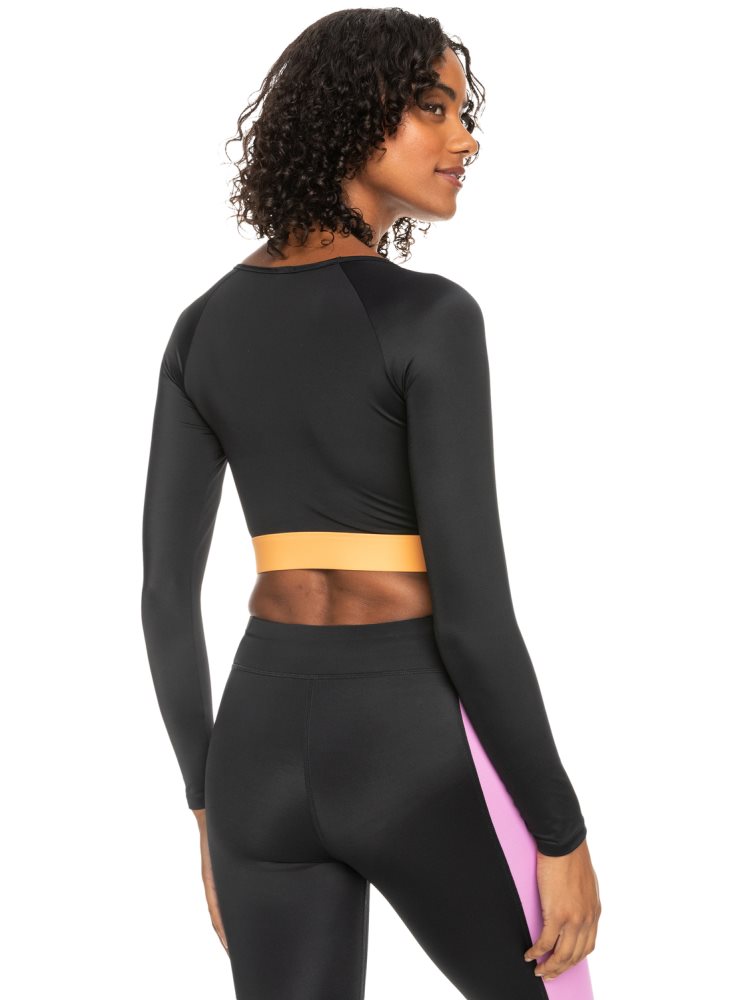 Rashguards Roxy Fitness Long Sleeve Cropped Grise Foncé Femme | HRL-06368900