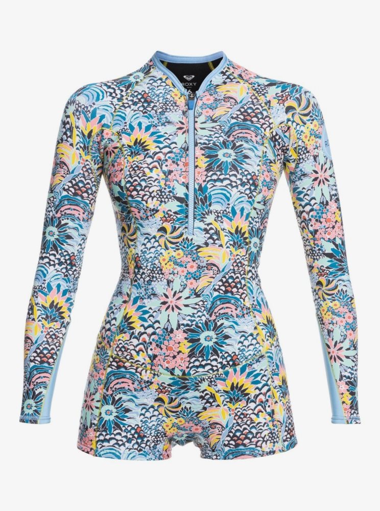 Combinaison En Néoprène Roxy x LIBERTY 1.5mm Marine Bloom Front Zip Bleu Marine Femme | ATZ-87122373