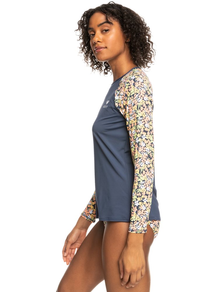 Rashguards Roxy Printed UPF 50 Long Sleeve Front Zip Indigo Femme | CKK-71328602