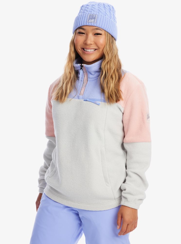 Bonnet Roxy Chloe Kim Half-Zip Fleece Grise Femme | BKB-52529403