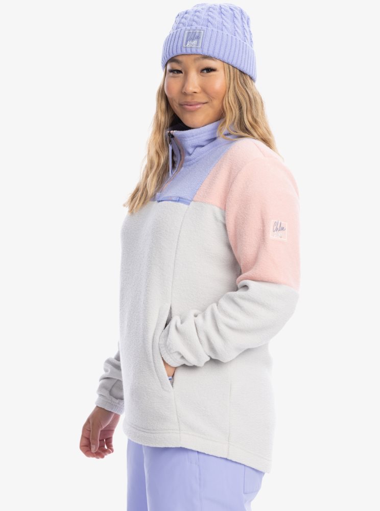 Bonnet Roxy Chloe Kim Half-Zip Fleece Grise Femme | BKB-52529403