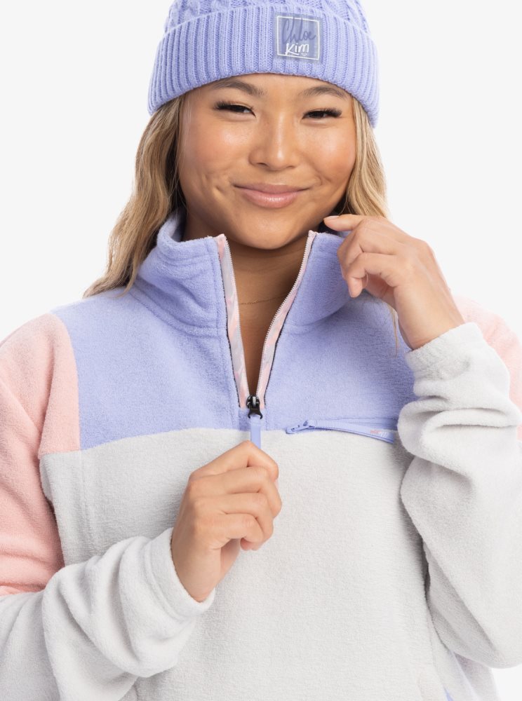 Bonnet Roxy Chloe Kim Half-Zip Fleece Grise Femme | BKB-52529403