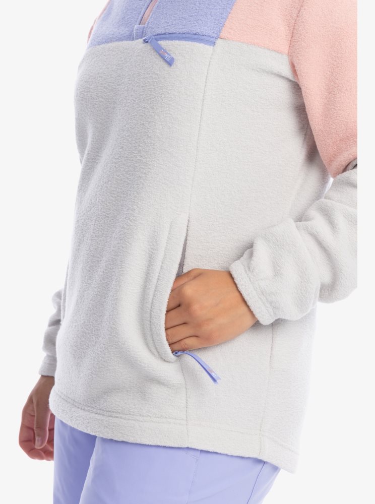 Bonnet Roxy Chloe Kim Half-Zip Fleece Grise Femme | BKB-52529403