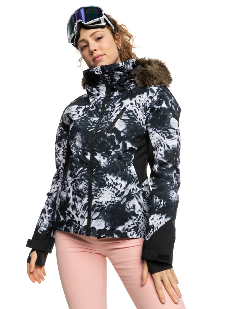 Veste De Ski Roxy Jet Ski Premium Insulated Noir Fleur Femme | SYC-70573123