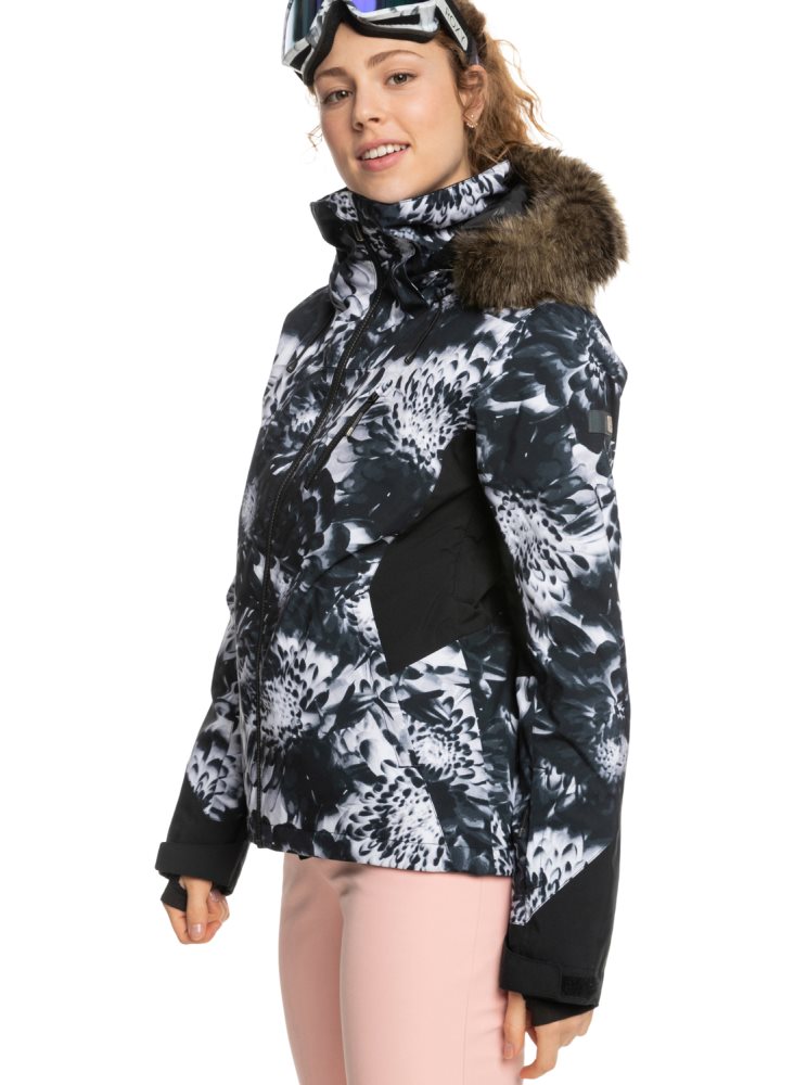 Veste De Ski Roxy Jet Ski Premium Insulated Noir Fleur Femme | SYC-70573123