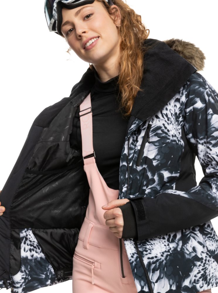 Veste De Ski Roxy Jet Ski Premium Insulated Noir Fleur Femme | SYC-70573123