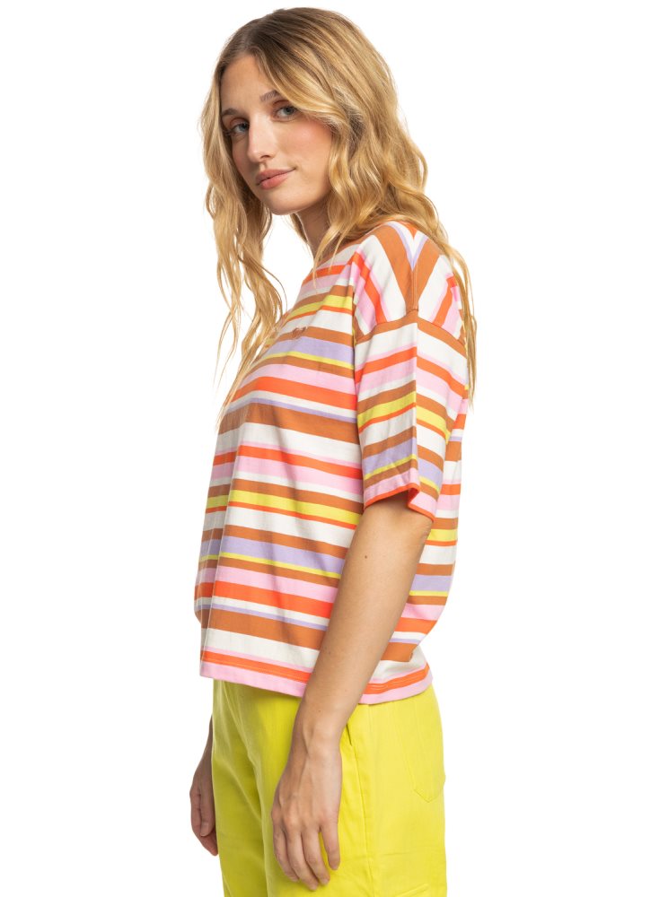 T Shirts Roxy Surf.Kind.Kate. Orange Stripes Femme | SHL-17840021