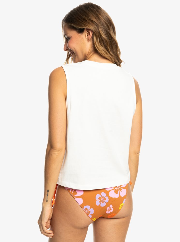 T Shirts Roxy Surf.Kind.Kate. Sans Manches Blanche Femme | BUI-84463734