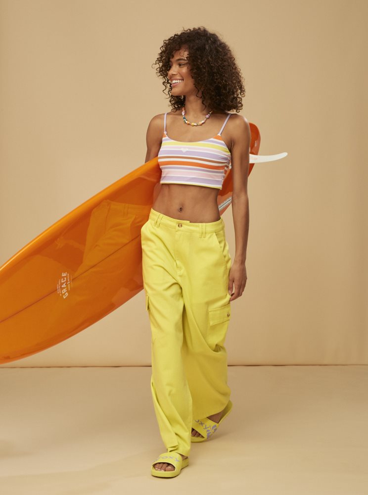 Pantalon Roxy Surf.Kind.Kate. Cargo Jaune Violette Femme | MPB-50371478