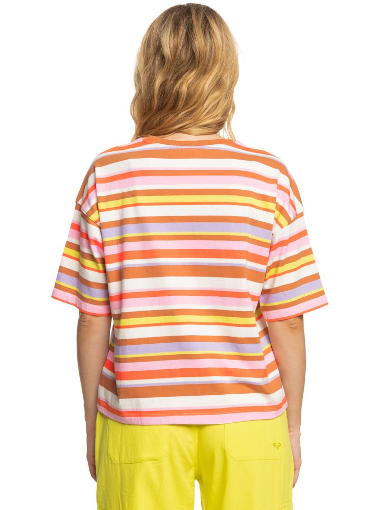 T Shirts Roxy Surf.Kind.Kate. Orange Stripes Femme | SHL-17840021