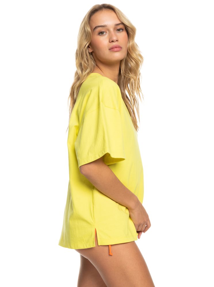 T Shirts Roxy Surf.Kind.Kate. Oversized Jaune Violette Femme | AIG-05320272