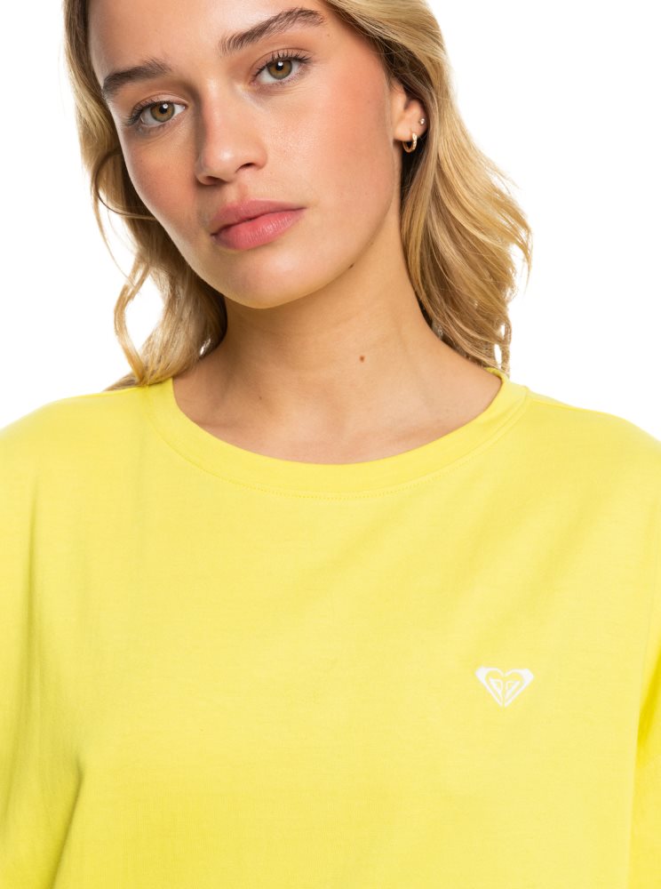 T Shirts Roxy Surf.Kind.Kate. Oversized Jaune Violette Femme | AIG-05320272