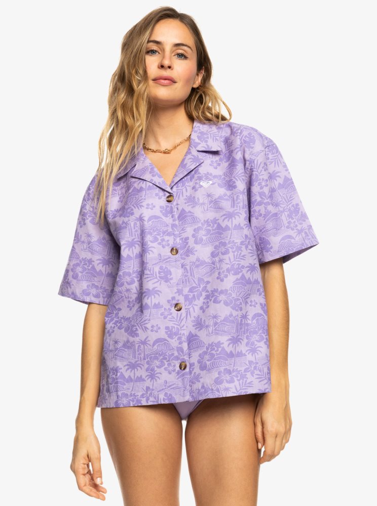 Chemises Roxy Surf.Kind.Kate. Corta Sleeve Violette Rose Femme | RWB-46066269