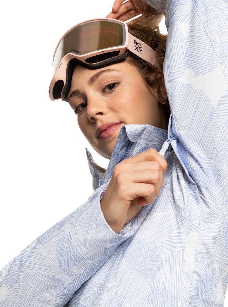 Veste De Ski Roxy Jet Ski Insulated Blanche Bleu Femme | QHH-14195565